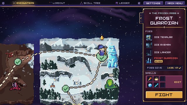 The campaign map at the Frozen Pass